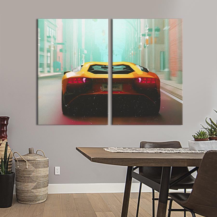 Картина на холсте Lamborghini на улице города 165x122 см (1342-2)