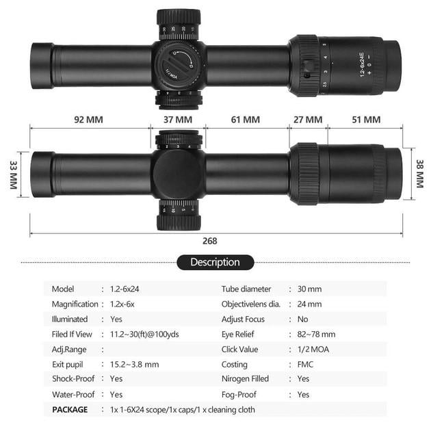 Приціл оптичний Spina optics 1.2-6x24 з підсвічуванням (14823455) - фото 8
