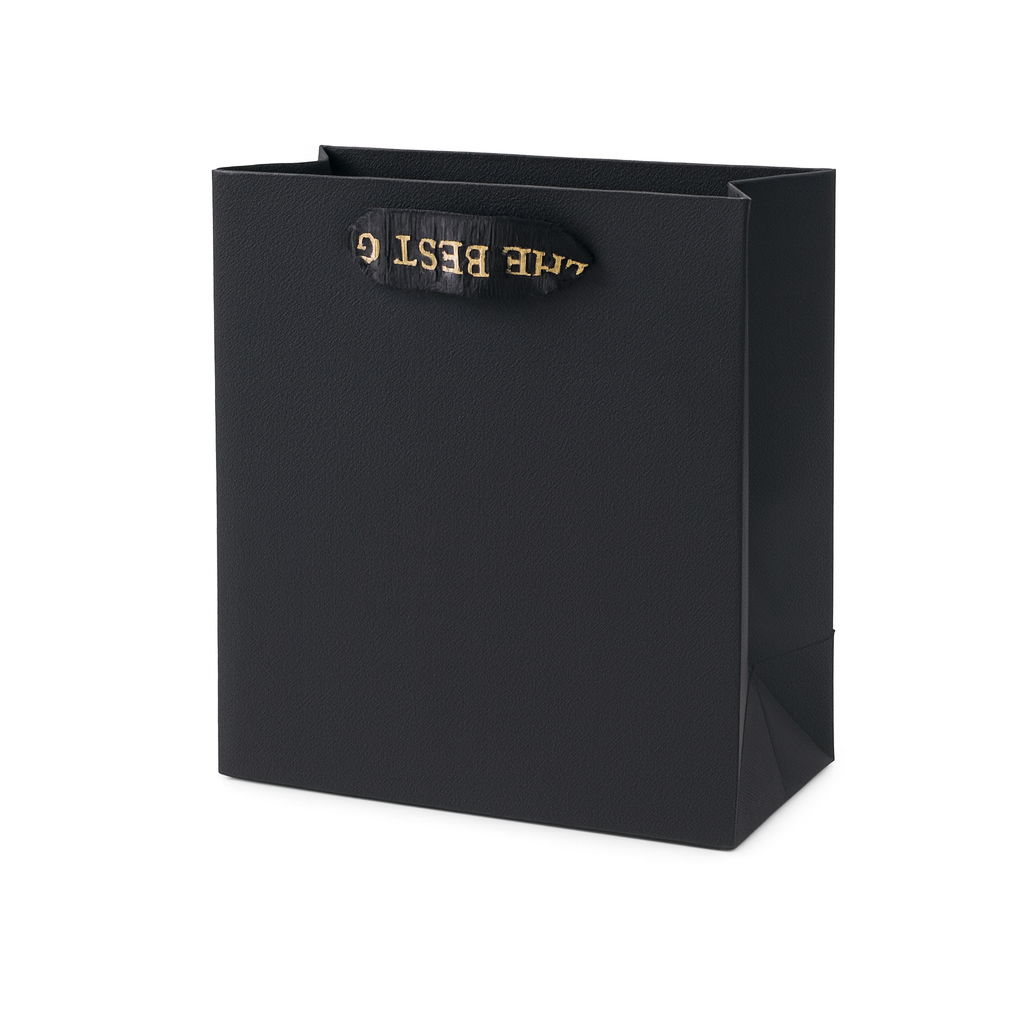 Подарочный пакет маленький с ручками Stenson Monochrom бумажный 14х7х15,5 см Черный (R96729-XS) - фото 1