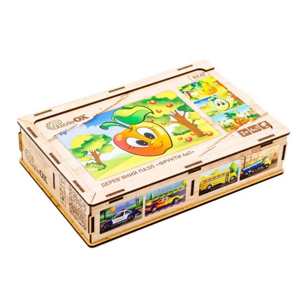 Пазл дитячий дерев'яний Фрукти 4 в 1 Puz-84681 80 ел. (RLT52640) - фото 5