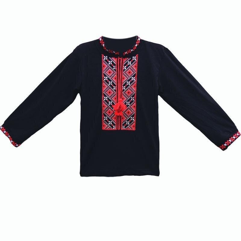 Вышитый мальчик с длинными рукавами р. 40-42 Черный (61)