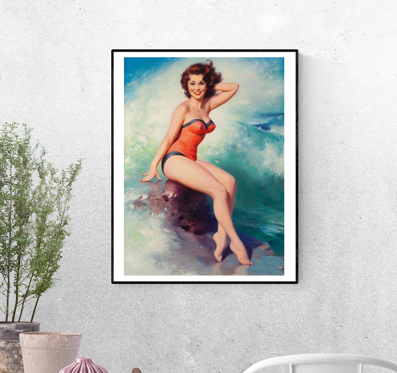 Постер Девушка в купальнике и волны формат А-0 (pin_up_023010_Poster)