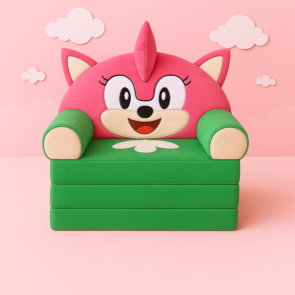 Дитяче крісло-ліжко трансформер м'яке Емі Роуз 50 см Рожево-зелений Дитяче крісло-ліжко трансформер м'яке Емі Роуз 50 см Рожево-зелений