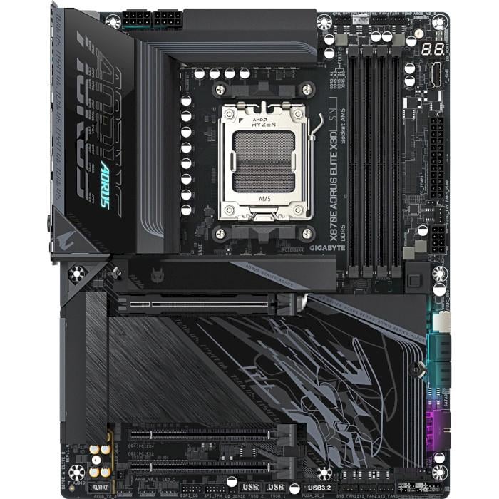 Материнська плата GIGABYTE AORUS X870E Elite X3D ATX sAM5 AMD X870E 4xDDR5 4xM.2 4xSATA HDMI 2xUSB4 5 GbE Black (31330348)