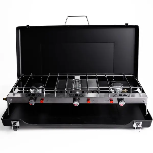 Плита газова з грилем трьохконфоркова складна 4500 W