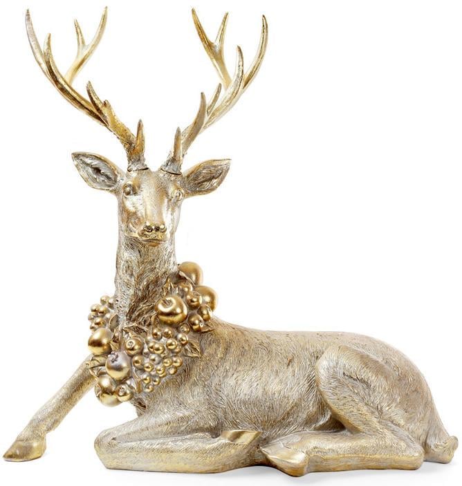 Фигура для новогоднего декора олень с венком 74,8х38,3х71,9 см Золотой Фигура для новогоднего декора олень с венком 74,8х38,3х71,9 см Золотой