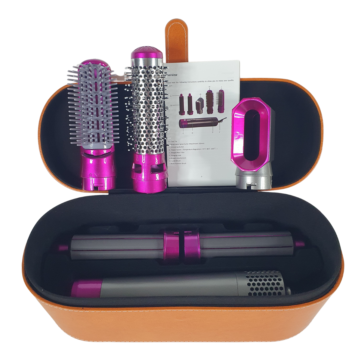 Фен для волос 5в1 с насадками с кожаным кейсом (WADC-51-Brown) Фен для волос 5в1 с насадками с кожаным кейсом (WADC-51-Brown)