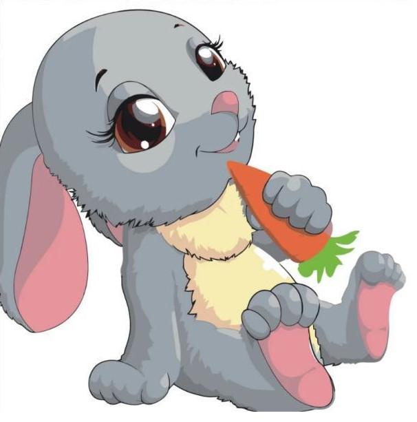 Картина по номерам Strateg Животные Серый с морковкой 30х30 см в термопакете (ES088-mt)