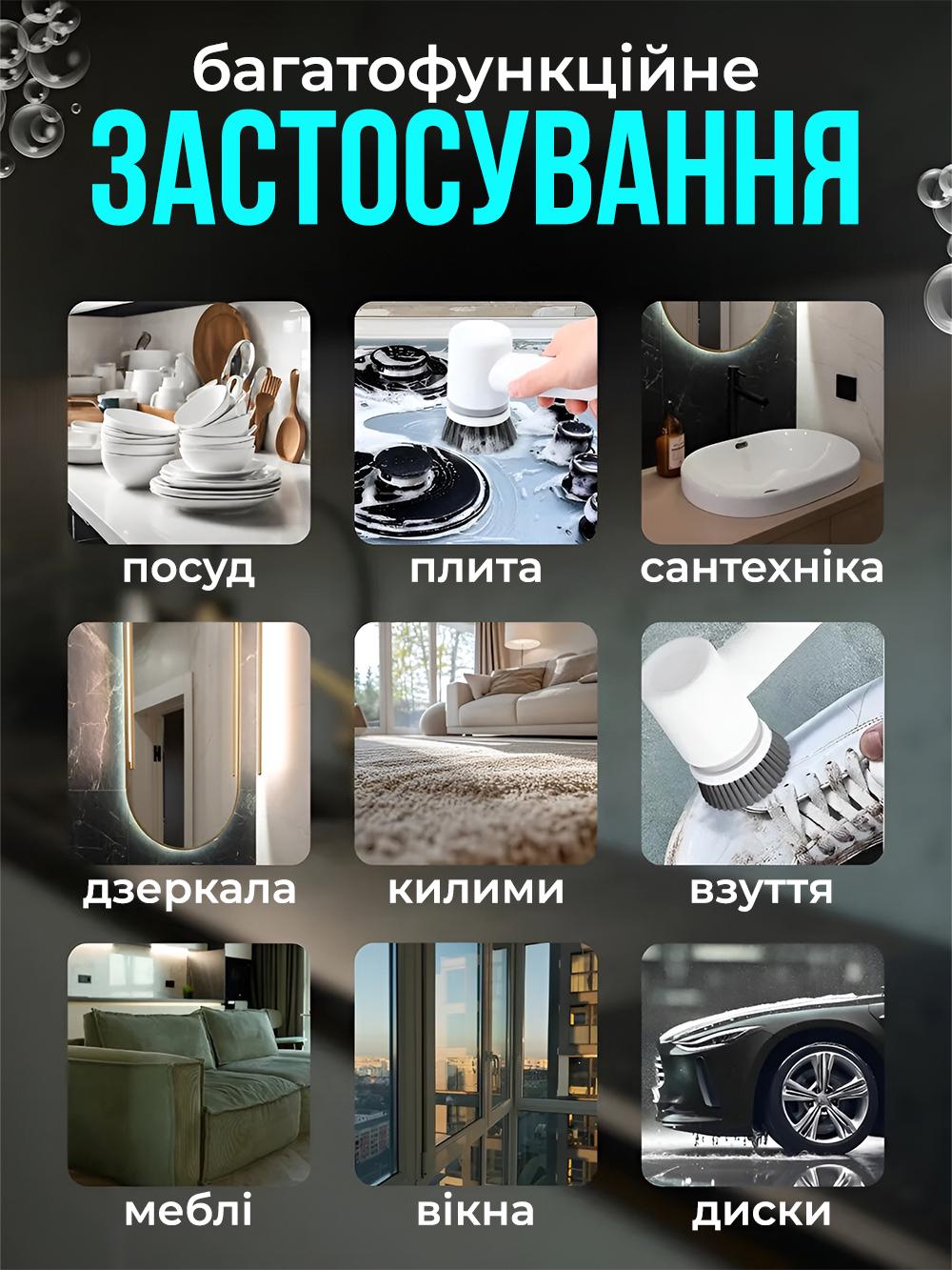 Электрощетка беспроводная Andowl Q-SZ20X1 4в1 для чистки и полировки кухни ванной авто Белый (e91ad2d7) - фото 7