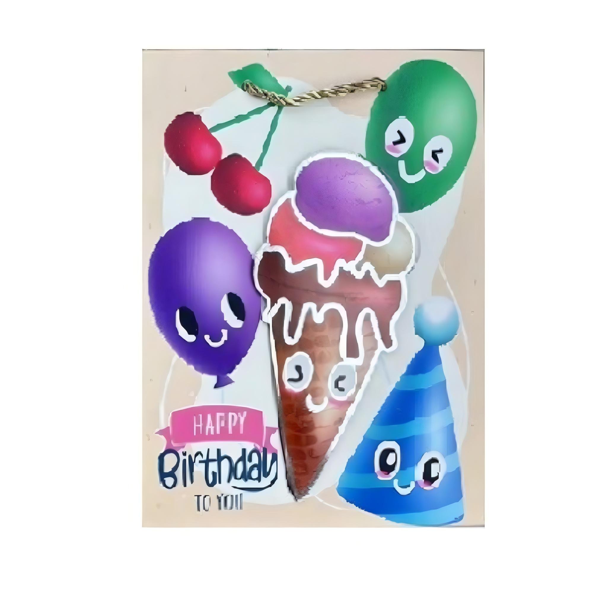 Подарунковий пакет із ручками Stenson Happy Birthday 3D 30х41,5х12 см Різнокольоровий (R94936-L)