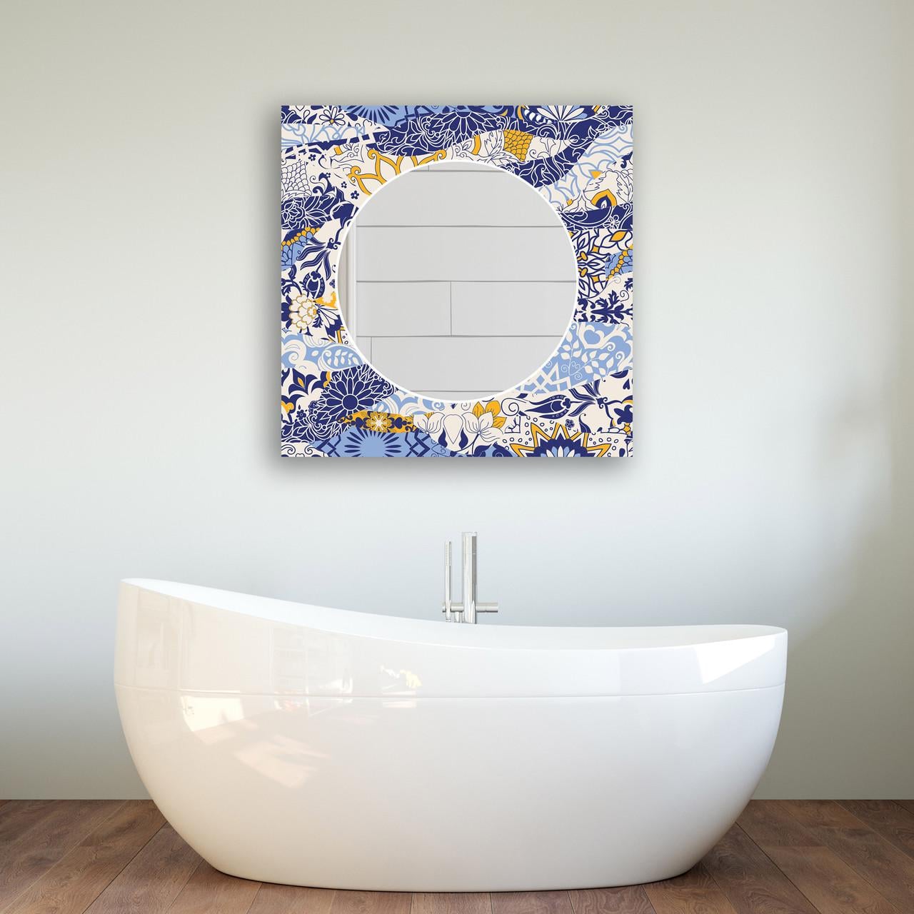 Зеркало на стену NovellaPrint с рисунком плитки квадратное 70х70 см (2005.5)