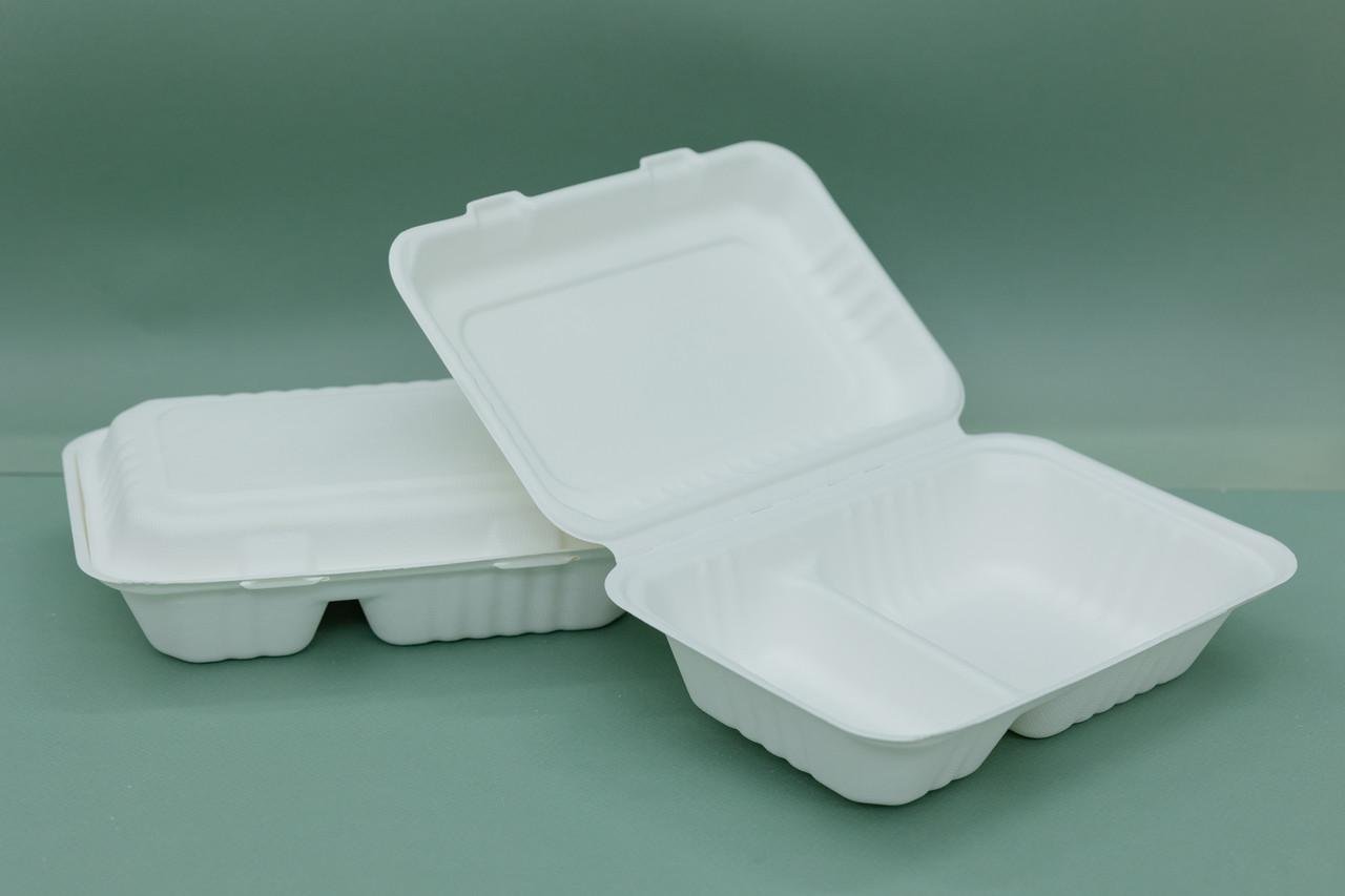Одноразовый контейнер с 2 отделениями 23х15,5х7,6 см 125 шт. - фото 5
