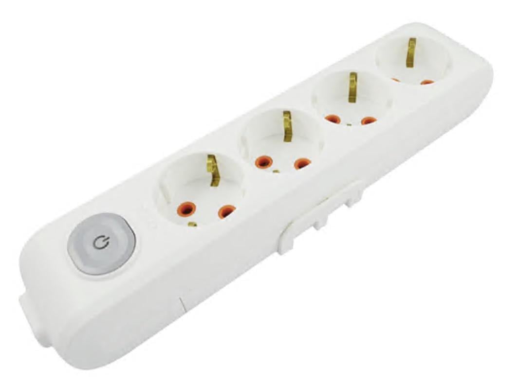 Колодка чотиримісна Viko Multi-Let з заземленням та вимикачем Білий (27849238)