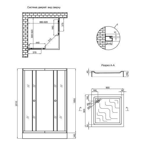 Душова кабіна Lidz Wawel SC90x90.SAT.LOW.GR LWASC9090SATLOWGR2 з піддоном Lidz Mazur ST 90x90x16 см (LMAST909016) - фото 4