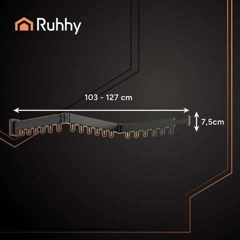 Сушарка для білизни складана настінна 2в1 висувна конструкція/18 гачків Чорний (29841303) - фото 3 Сушарка для білизни складана настінна 2в1 висувна конструкція/18 гачків Чорний (29841303) - фото 3