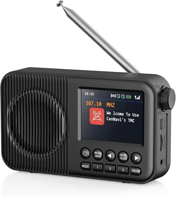 Радиоприемник DR112B DAB Plus с Bluetooth и цветным дисплеем для кухни и дома с аккумулятором и будильником