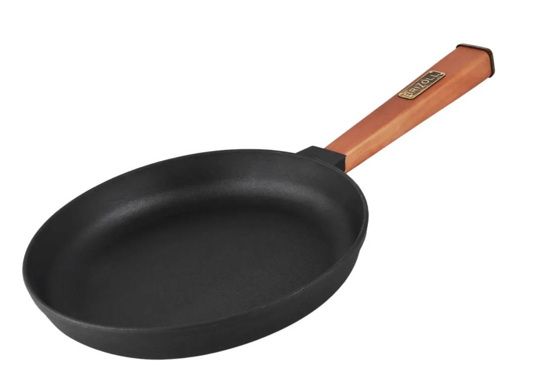 Сковорода чугунная Brizoll Optima с деревянной ручкой 220х40 мм