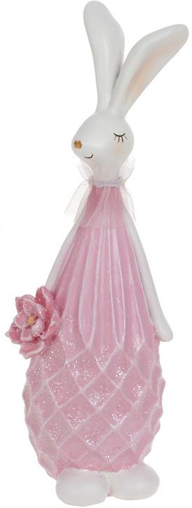 Декоративная статуэтка Зайка с цветком 10х9х27,5 см полистоун Розовый сорбет (BD-831-847)