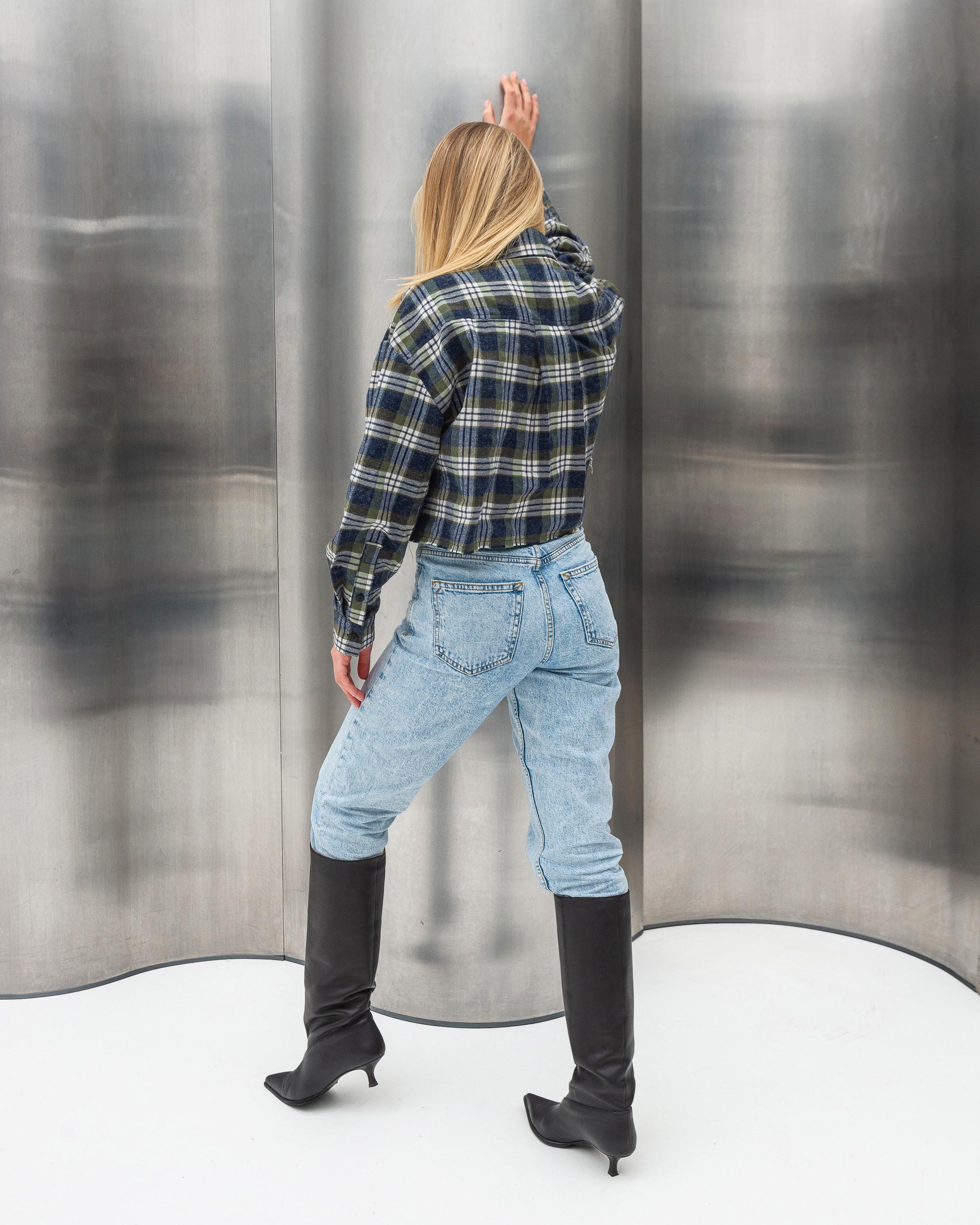 Сорочка жіноча ZF Inspire 1662 тепла коротка у клітинку L-XL Зелений (1662-Green-L-XL) - фото 4