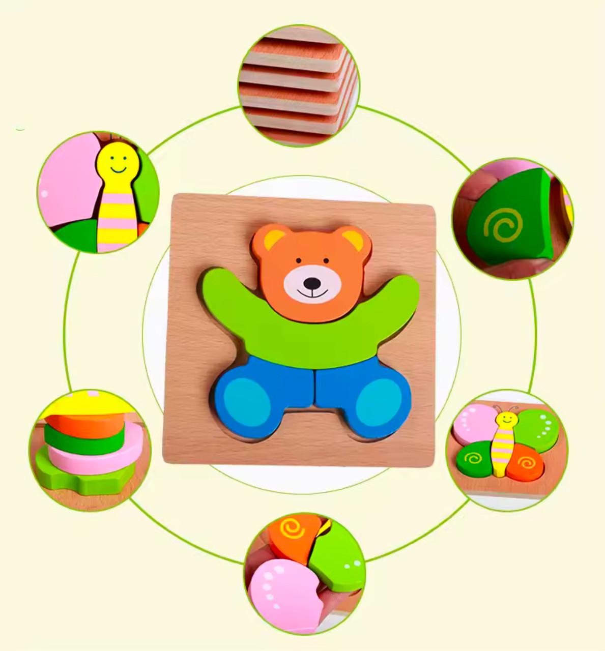 Пазл для дітей Ведмедик дерев'яний (79) - фото 2 Пазл для дітей Ведмедик дерев'яний (79) - фото 2