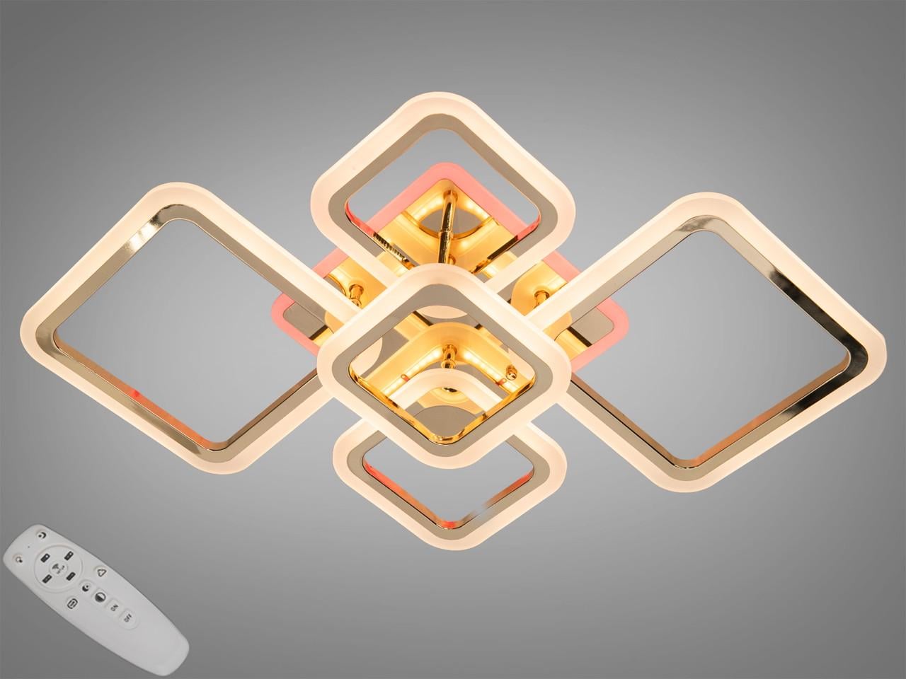 Люстра потолочная EcoLed LED с димером и цветной подсветкой 80W A8160/2+3G 3col dim Золотой Люстра потолочная EcoLed LED с димером и цветной подсветкой 80W A8160/2+3G 3col dim Золотой