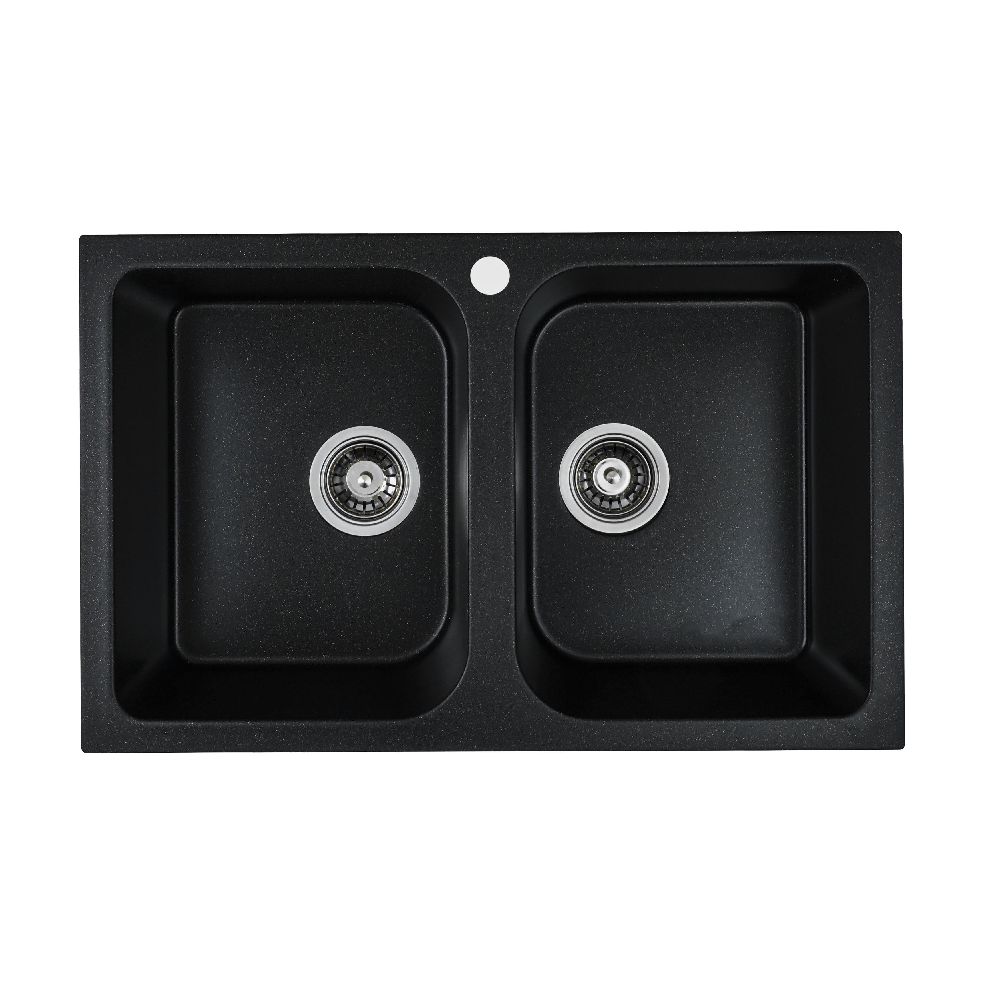 Мойка для кухни Platinum 7648W Twin гранит глянец Black/Gold Мойка для кухни Platinum 7648W Twin гранит глянец Black/Gold