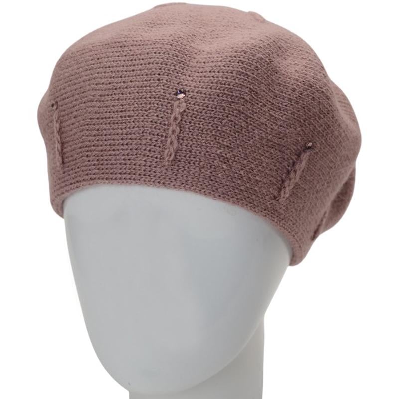 Берет жіночий Lirus Тіна з візерунком та стразами one size Пудровий (281877) - фото 2