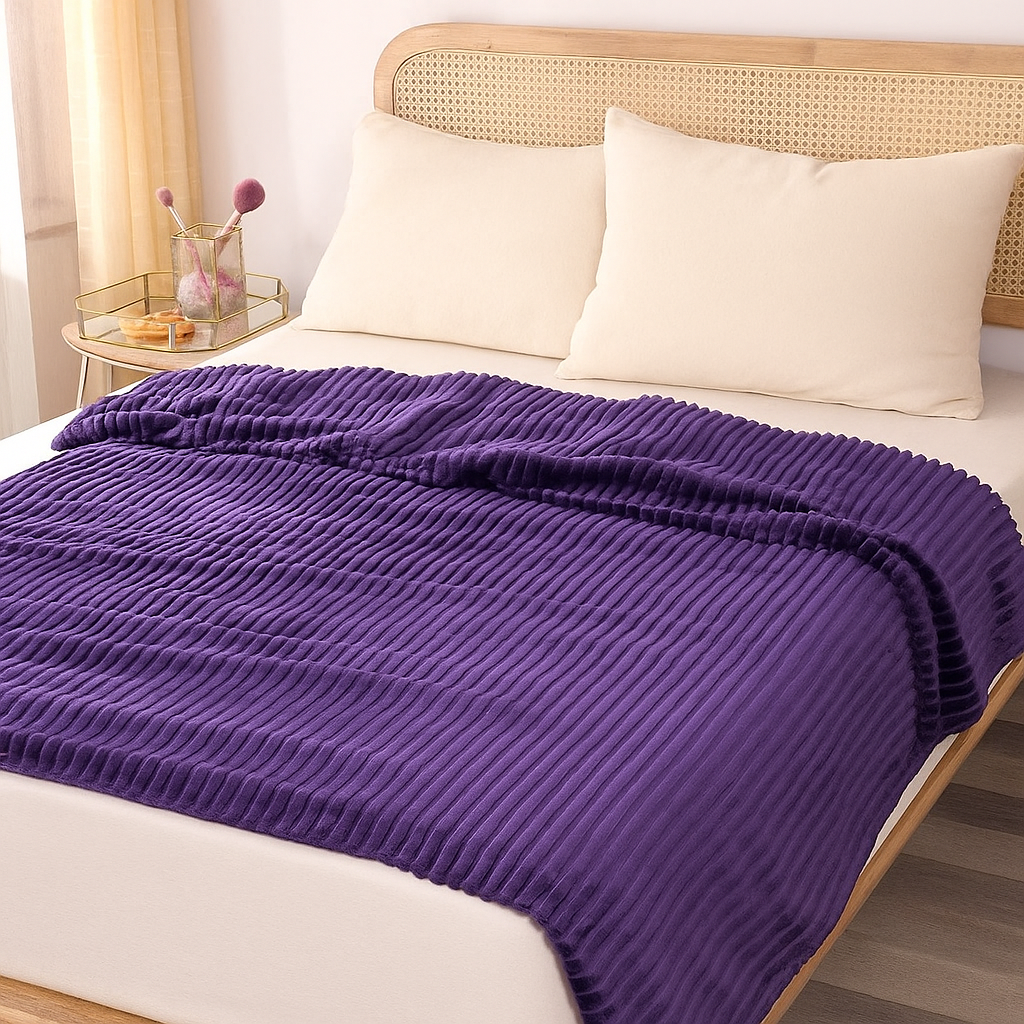 Плед-покрывало шарпей в полоску 2 см 180х200 см Фиолетовый - фото 2