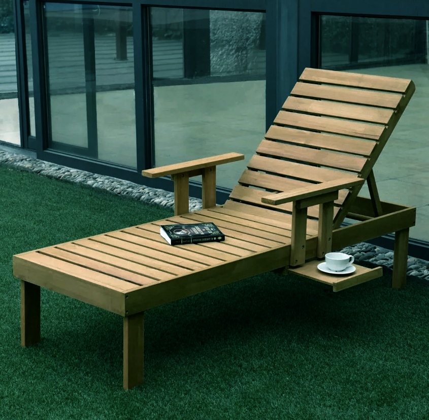 Шезлонг садовий з дерева Тархуна Мускат (ШЗЛ-000707)