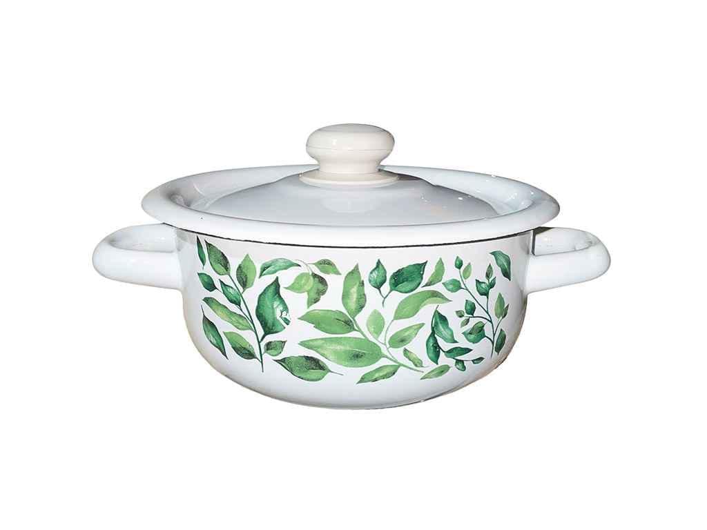 Кастрюля эмалированная Idilia Фикус 1,5 л Белый (I1608)