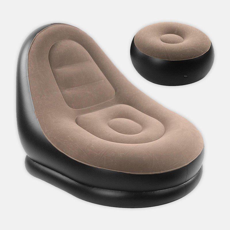 Надувное кресло с велюровым пуфом Air Sofa Comfort 99х130х76 см