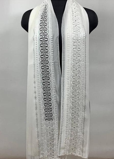 Шарф шифоновый с камешками Молочный (ШарфШиф35)