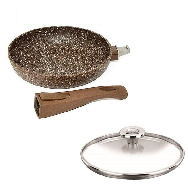 Сковорода Fissman Smoky Stone 20 см AL-4370.20 із кришкою Korkmaz 20 см (A633)