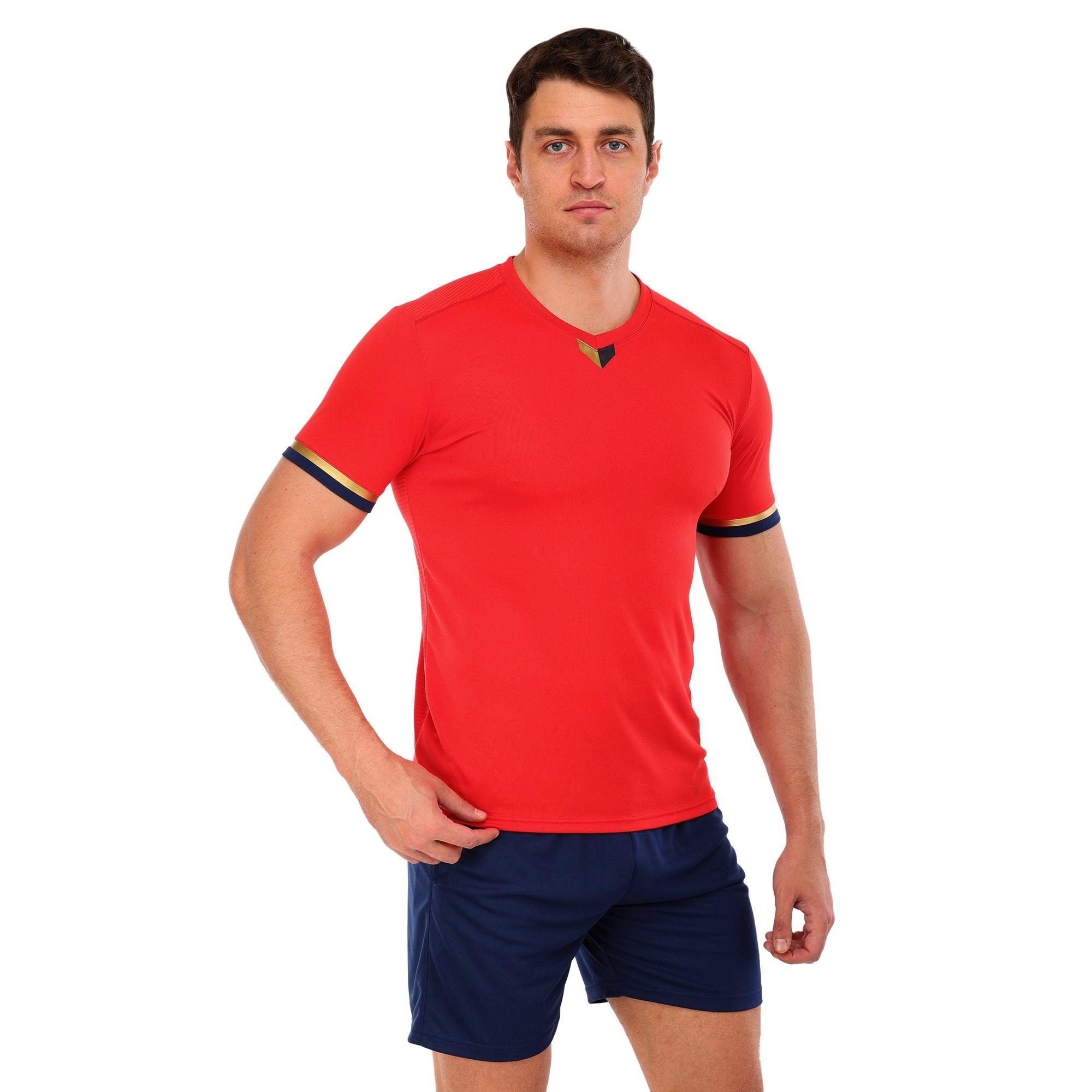 Форма футбольная комплект Lingo JG-6310 футболка/шорты полиэстер XS Красный-темно-синий (JG-6310_Красный-темно-синий_X)