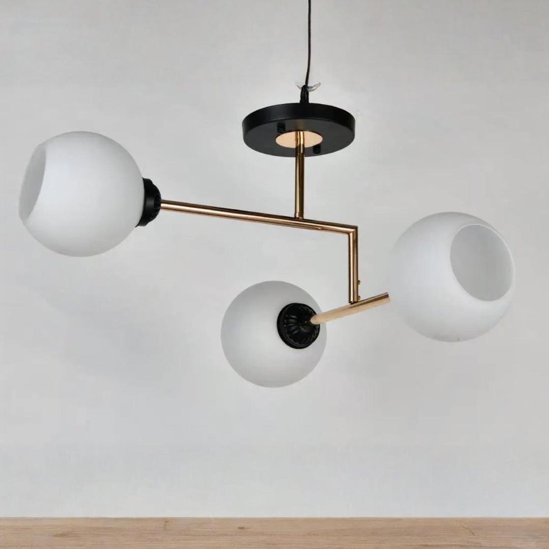 Люстра Sirius на три круглых плафона под лампу Е27 Черный/Золотой (L0020-3 BK+FGD)