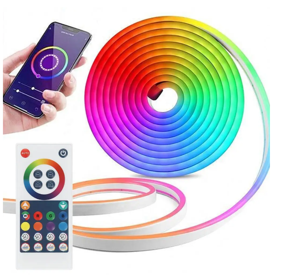 Світлодіодна стрічка неонова USB RGB управління з телефону/пультом 10 м Різнокольоровий - фото 5 Світлодіодна стрічка неонова USB RGB управління з телефону/пультом 10 м Різнокольоровий - фото 5
