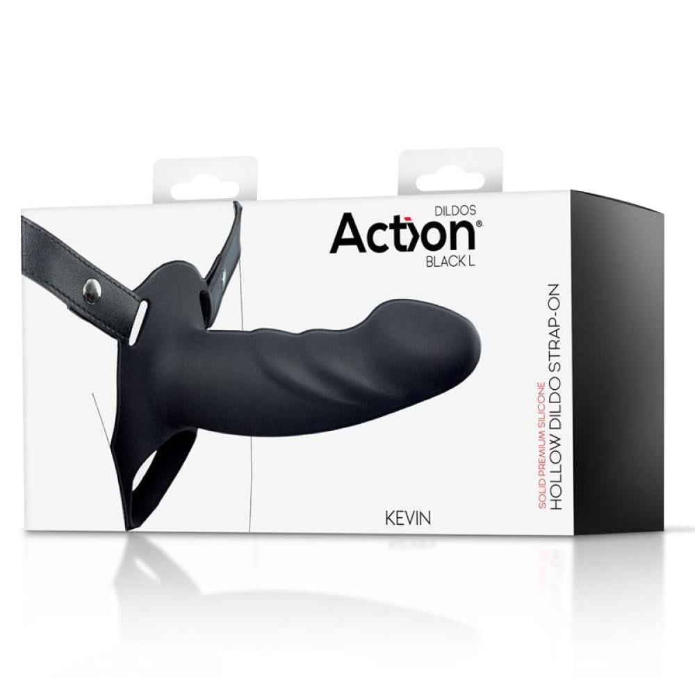 Страпон для чоловіків Action Strap-On Hollow Dildo Premium Silicone Large (1000064724)