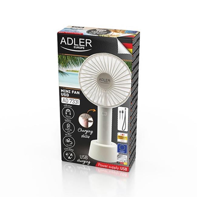Вентилятор ручний акумуляторний USB Adler AD 7331w White (iz14382) - фото 6