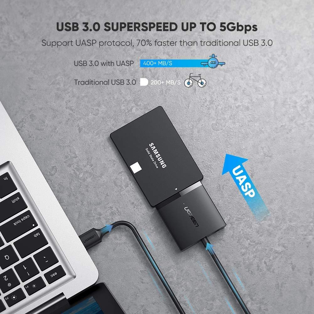 Переходник SATA USB 3.0 для HDD/SSD 2.5 3.5 Ugreen с блоком питания - фото 3