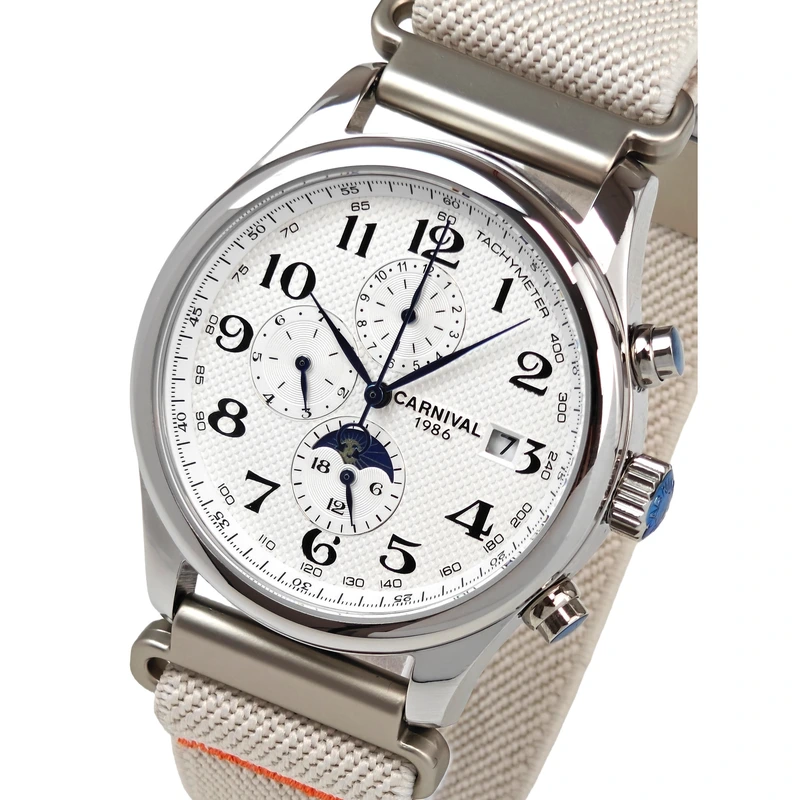 Годинник чоловічий механічний Carnival Masters White Sand 2 ремінці (22656)