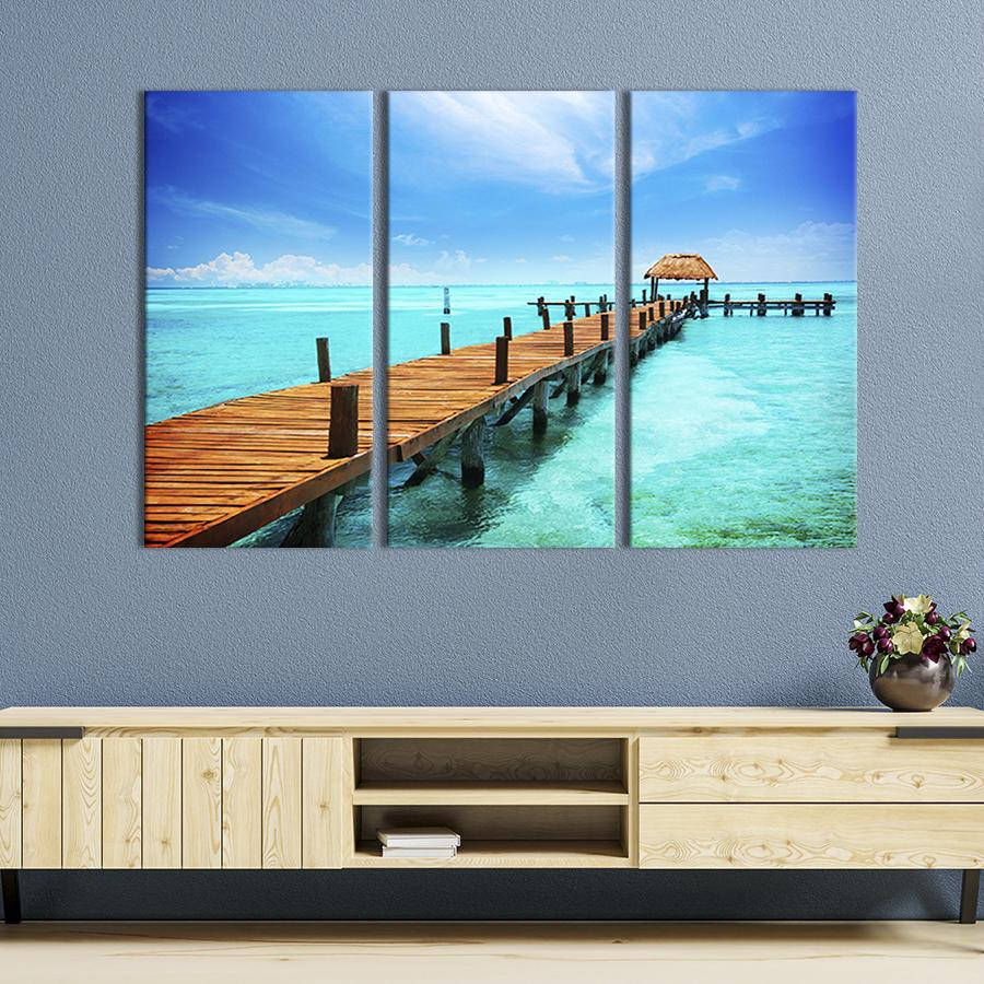 Модульная картина триптих Деревянный мостик на море 78x48 см (463-31)