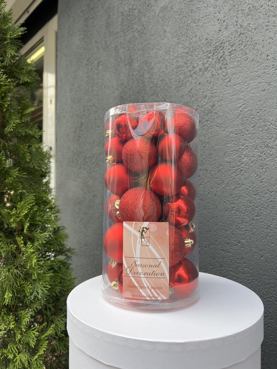Набір ялинкових кульок 40 шт. Червоний - фото 1 Набір ялинкових кульок 40 шт. Червоний - фото 1