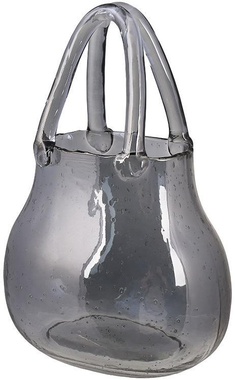 Ваза для цветов из стекла в виде сумочки 7,5х12х25 см Дымчато-серый