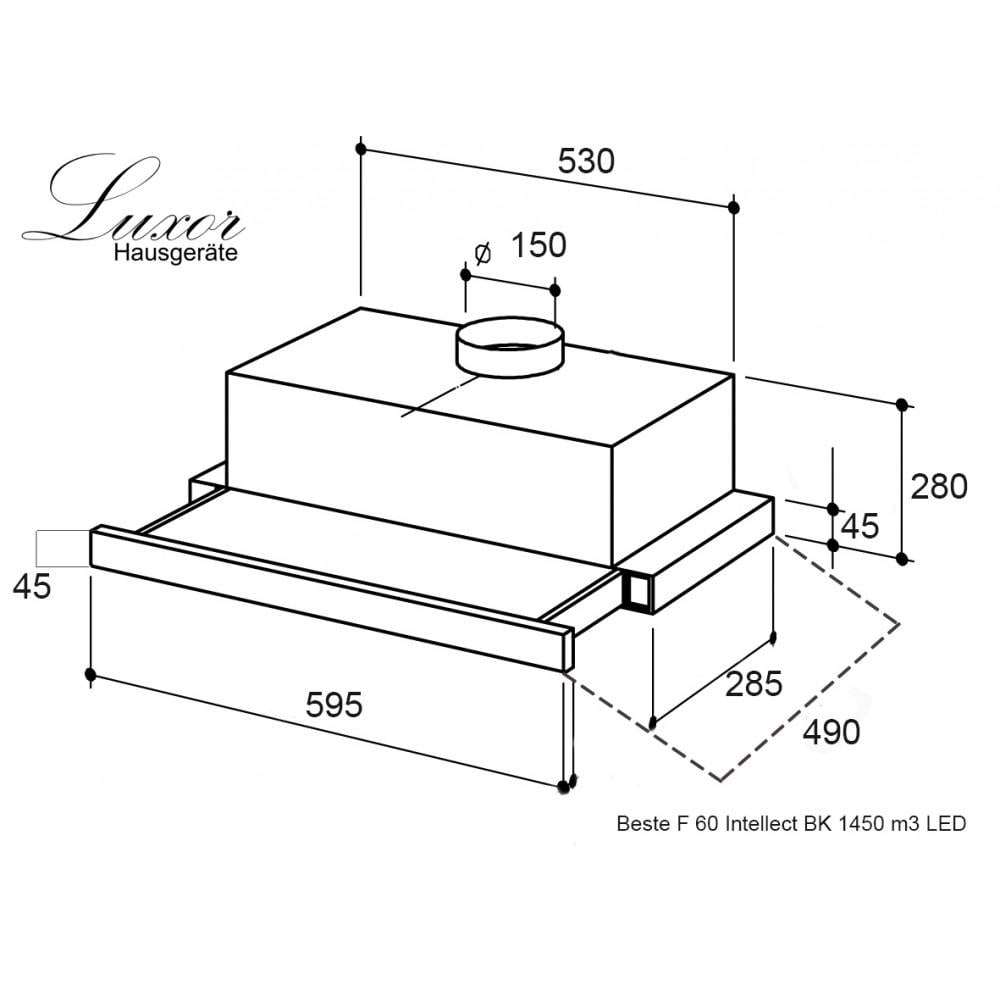 Витяжка Luxor Beste F 60 BK 1450 m3 LED Intellect Kup Classico 6 швидкостей з фільтрами захисту двигуна 2 шт. (25878899) - фото 8 Витяжка Luxor Beste F 60 BK 1450 m3 LED Intellect Kup Classico 6 швидкостей з фільтрами захисту двигуна 2 шт. (25878899) - фото 8
