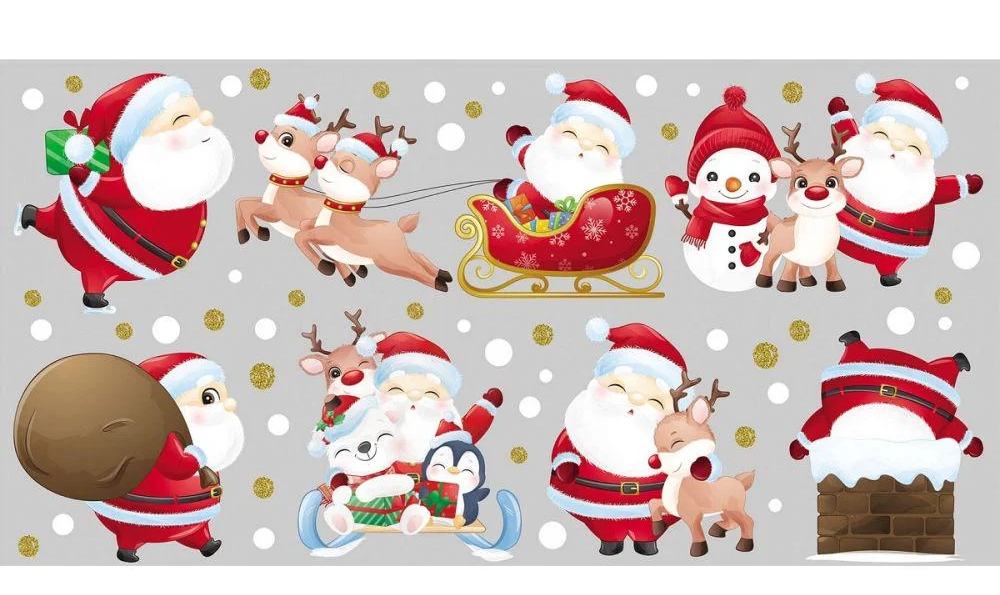 Наклейка різдвяна на стіни та вікна Санта Клаус 60х30 см (40056)
