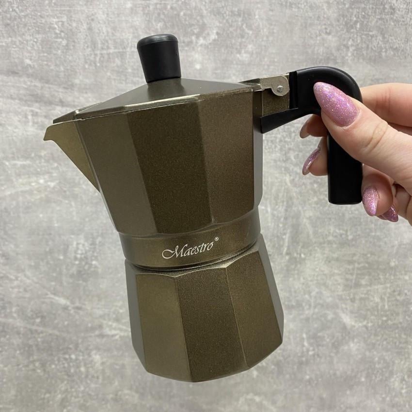 Гейзерная кофеварка Maestro MR-1666-3 алюминиевая 150 мл Brown (1782038469) - фото 6