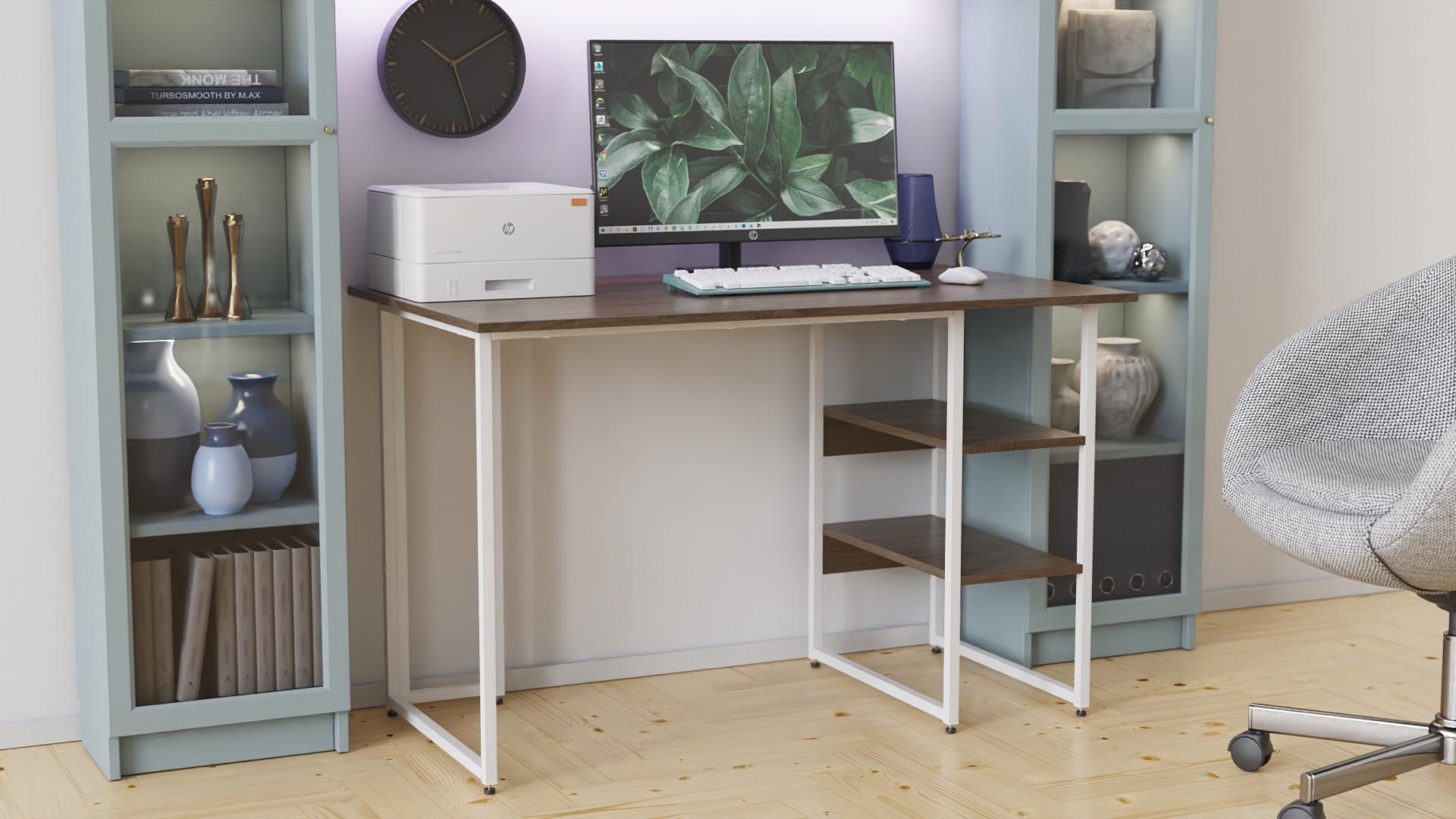 Стол компьютерный Ferrum-decor Кевин ДСП 16 мм 75x120x60 см Белый/Дуб Сонома Трюфель (FRD-101251)