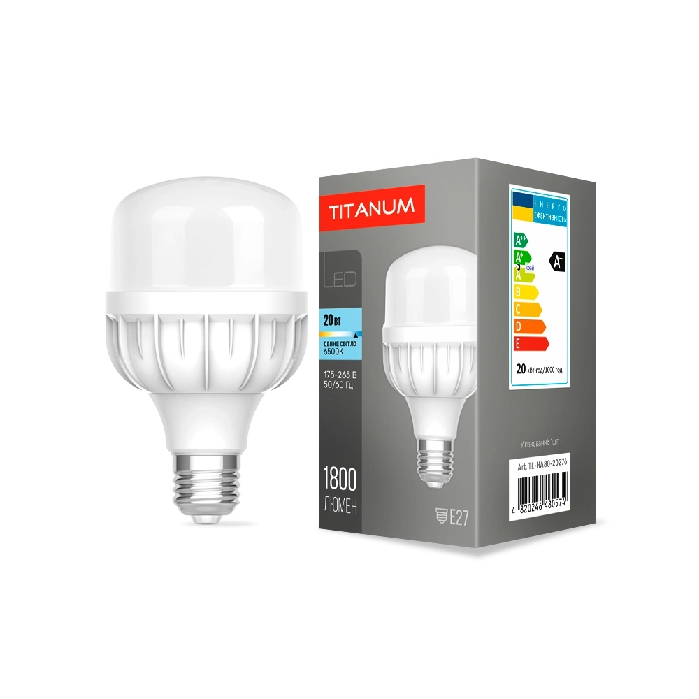 LED-лампа TITANUM A80 20W E27 6500К (TL-HA80-20276)