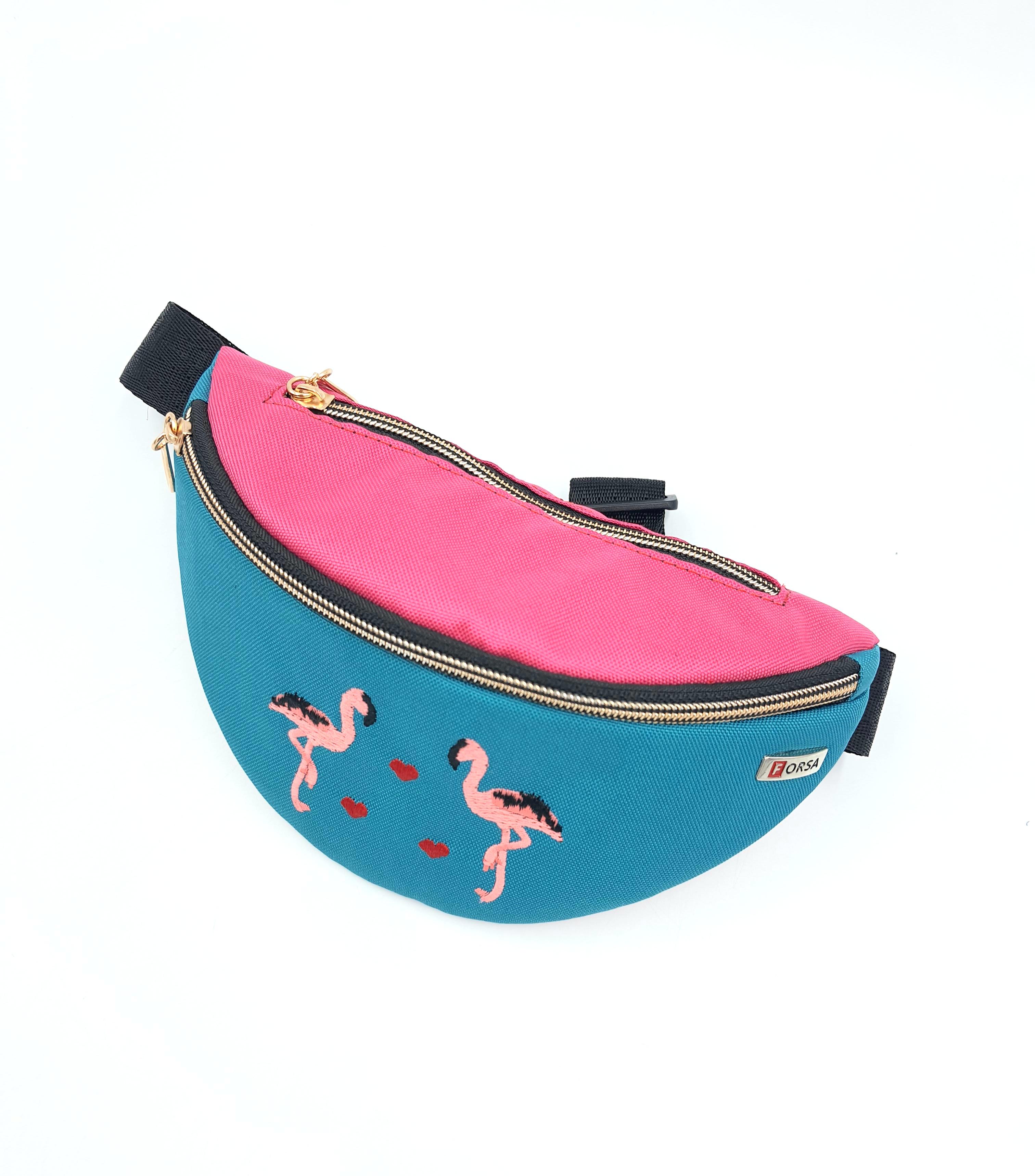 Детская сумка на пояс Forsa Фламинго бананка с вышивкой Розовый