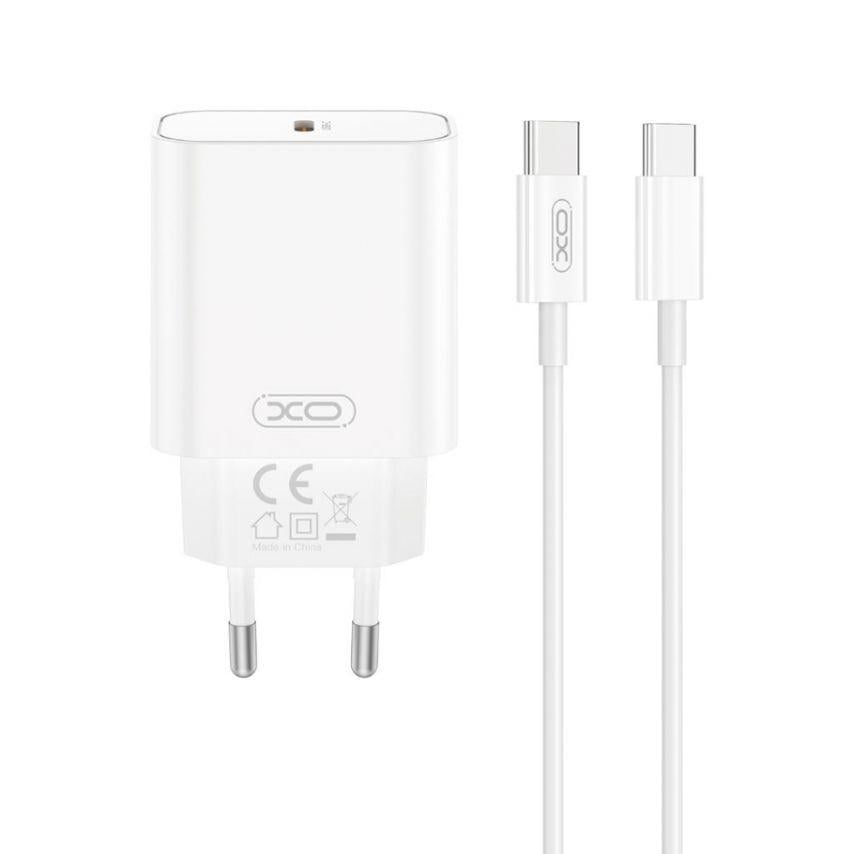 Адаптер Xo CE32 PD_20 W/Data Cable Type-C to Type-C White